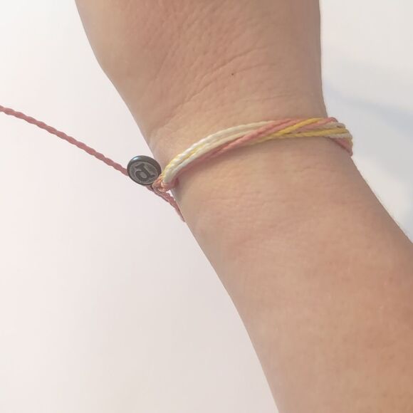 787 Pura Vida Yellow Pink and White Multi Strand‎ Adjustable Slider Bracelet - Picture 2 of 4